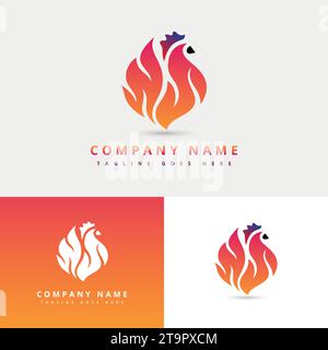 Inspirationsvorlage für das Logo des Restaurants mit geröstetem Hähnchensteak. Stock Vektor