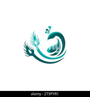 Pfau-Logo Abstraktes Design Einfach Stock Vektor
