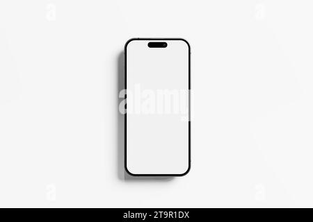 IPhone 15 und 15 Pro und 15 Pro Max White Leere 3D Rendering Mockup Stockfoto