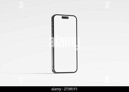 IPhone 15 und 15 Pro und 15 Pro Max White Leere 3D Rendering Mockup Stockfoto