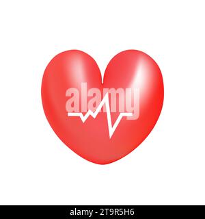3D-Herz mit Pulsvektor-Illustrationsdesign. Stock Vektor