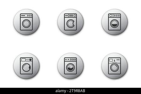 Symbolgruppe Waschmaschine. Symbol Waschanlage. Logo des Wäschesymbols. Vektorabbildung Stock Vektor
