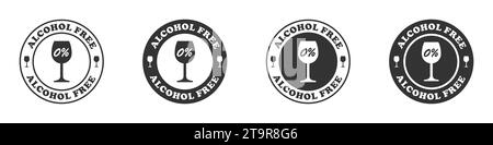 Alkoholfreie Symbolgruppe. Vektorabbildung Stock Vektor