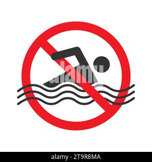 Kein Badeschild. Symbol für verbotenes Schwimmen. Vektorabbildung Stock Vektor