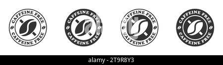 Koffeinfreies Symbolset. Vektorabbildung Stock Vektor