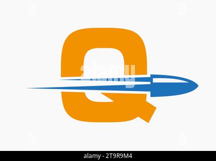 Aufzählungszeichen auf Buchstabe Q mit beweglichem Aufzählungszeichen Stock Vektor