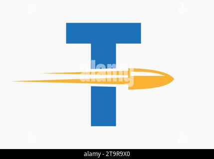 Aufzählungszeichen auf Buchstabe T mit beweglichem Aufzählungszeichen Stock Vektor