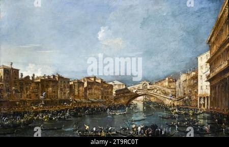 Francesco Guardi, Regatta an der Rialtobrücke, Gemälde in Öl auf Leinwand, 1770-1779 Stockfoto