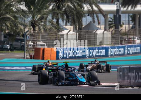 12 LECLERC Arthur (mco), DAMS, Dallara F2, Action während der 13. Runde der FIA Formel-2-Meisterschaft 2023 vom 24. Bis 26. November 2023 auf dem Yas Marina Circuit in Abu Dhabi, Vereinigte Arabische Emirate Stockfoto