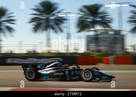 12 LECLERC Arthur (mco), DAMS, Dallara F2, Action während der 13. Runde der FIA Formel-2-Meisterschaft 2023 vom 24. Bis 26. November 2023 auf dem Yas Marina Circuit in Abu Dhabi, Vereinigte Arabische Emirate Stockfoto