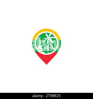 Standortmarkierung und Myanmar-Logo oder -Symbol Stock Vektor