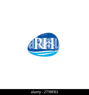 Letter RH, Stone, River and House Logo oder Icon Design Stock Vektor