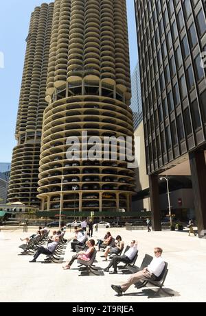 Chicago, USA – Juni 2018: Marina City Goldberg Wolkenkratzer in Chicago. Stockfoto