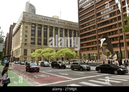 Chicago, USA – Juni 2018: Die unbenannte Picasso-Skulptur im Rathaus von Chicago. Chicago und die Stadt Chicago - Rathaus. Stockfoto