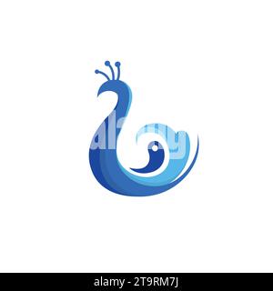 Peacock Simple Logo Mit Blauer Farbkombination Stock Vektor