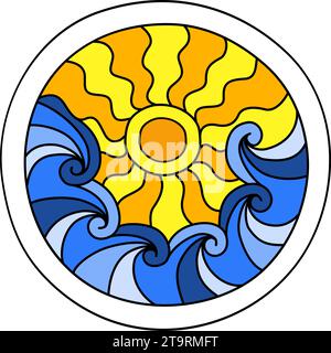 Runde Malseite gefüllt mit handgezeichneten Doodle-Motiven in einem Kreis, isoliert auf weißem Hintergrund. Vektorgrafik Stock Vektor