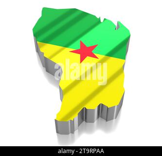 Französisch-Guayana - Ländergrenzen und Flagge - 3D-Illustration Stockfoto