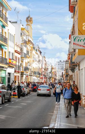 Calle Pureza in Barrio Triana, Sevilla, Andalusien, Spanien Stockfoto