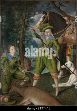Henry Frederick (1594–1612), Prinz von Wales, mit Sir John Harington (1592–1614), im Jagdgebiet 1603 von Robert the Elder Peake Stockfoto