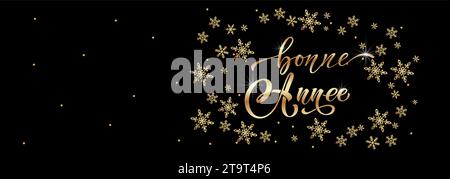 Joyeux noel und Bonee Annee. Frohe Weihnachtskarte mit Grüßen auf Französisch. Handgezeichneter Schriftzug. Premium-Vektor-Illustration mit Typographien Stock Vektor