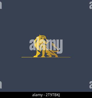 Golden Lion Logo Lion Icon Firmenlogo Design Stärke und Macht Symbol Vektor Bild in flacher Stil Stock Vektor