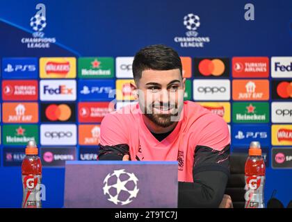 Manchester, England, 27. November 2023. Joško Gvardiol #24 von Manchester City spricht mit der Presse, während der Manchester City UEFA Champions League Pressekonferenz V RB Leipzig (Credit Image: ©Cody Froggatt/Alamy Live News) Stockfoto