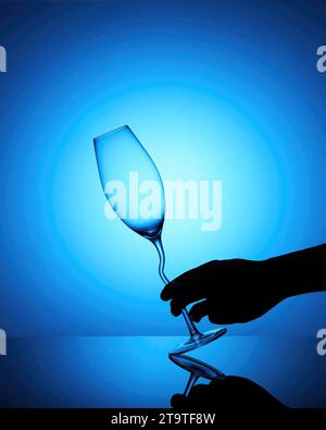 Schöne Bilder vom Gießen von Wein, zerbrochenem Weinglas und vom Aufhören des Trinkens Stockfoto