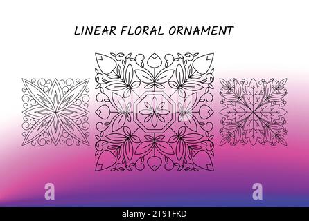 Elemente mit geradem Blumenmuster. Vektor Design Ornament für Ihr Design, Webseite, Flyer, Promotion, Anwendung usw. Isolierte Blumenschmuck Stock Vektor