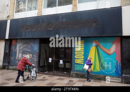 Geschlossenes Geschäft im House of Fraser in Cardiff, Großbritannien Stockfoto