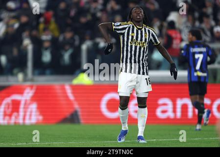 Turin, Italien. November 2023. Moise Kean von Juventus FC Gesten beim Spiel der Serie A zwischen Juventus FC und FC Internazionale im Allianz Stadium am 26. November 2023 in Turin. Quelle: Marco Canoniero/Alamy Live News Stockfoto