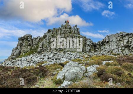 Der Teufelsstuhl in Stiperstones Hills, Shropshire, England, Großbritannien Stockfoto