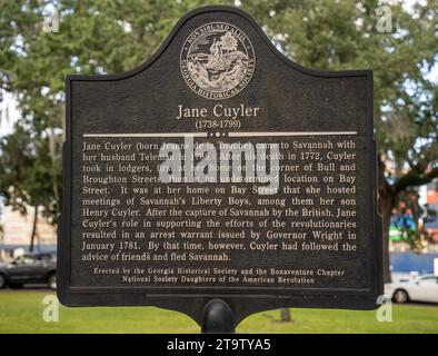 Jane Cuyler unterstützte die Bemühungen der Revolutionäre in Savannah, Georgia Stockfoto
