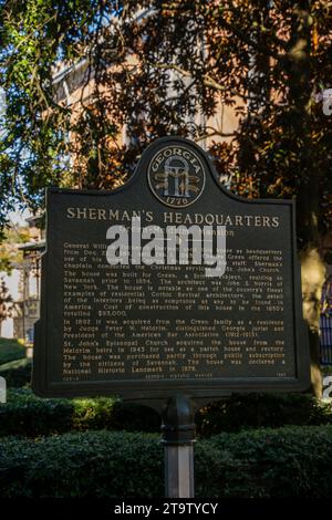 Shermans Hauptquartier Green Meldrim Mansion in Savannah Georgia Stockfoto