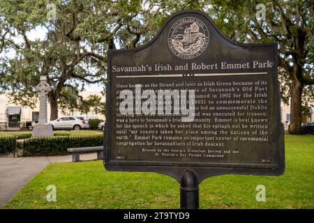 Savannah's Irish und Robert Emmet Park in Savannah Georgia Stockfoto