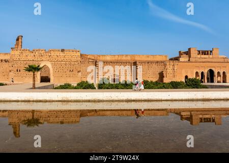 Nordafrika. Morroco. Marrakesch. Der Palast El Badi wurde Ende des 16. Jahrhunderts im Auftrag von Sultan Ahmed el-Mansour erbaut Stockfoto