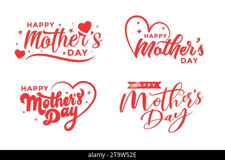 „Happy Mothers Day“-Schriftzug. Handgemachte Kalligraphie-Vektor-Illustration. Muttertagskarte mit Herz Stock Vektor