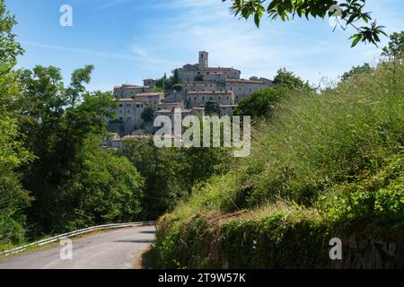 Blick auf Labro, historisches Dorf in der Provinz Rieti, Latium, Italien Stockfoto