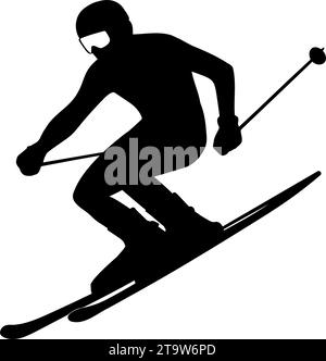 Skirennläufer in Action-Silhouette. Vektorabbildung Stock Vektor