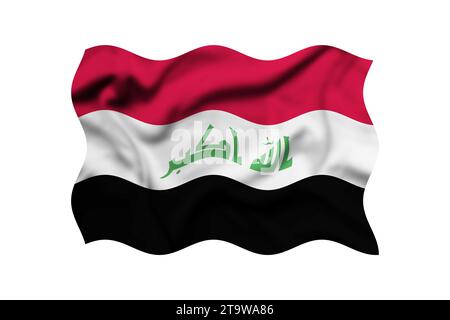 Die Flagge des Irak winkt im Wind isoliert auf Transparent. 3D-Rendering. Beschneidungspfad Enthalten Stockfoto