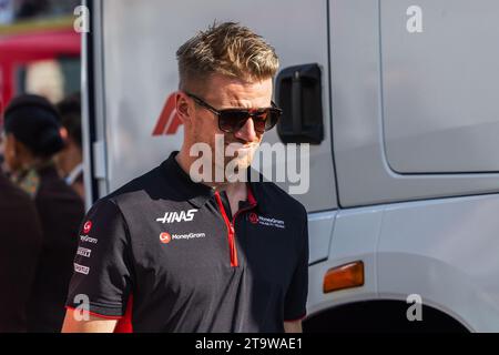 Yas Marina Circuit, Abu Dhabi, Vereinigte Arabische Emirate, 26.November 2023; Nico Hulkenberg aus Deutschland und MoneyGram Haas F1 Team während des Formel-1-Grand Prix von Abu Dhabi, Nico HUELKENBERG, HÜLKENBERG, ( Foto: Jay HIRANO/ATP Images ) (HIRANO Jay/ATP/SPP) Credit: SPP Sport Press Photo. /Alamy Live News Stockfoto