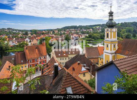 Aus der Vogelperspektive über das Dorf Kallmuenz in Bavria Stockfoto