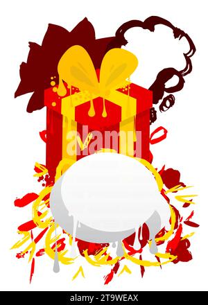 Graffiti Geschenkbox mit Sprechblase. Moderne Weihnachtsbotschaft Schild Street Art Dekoration, Weihnachtsdiskussion Icon im urbanen Stil Stock Vektor