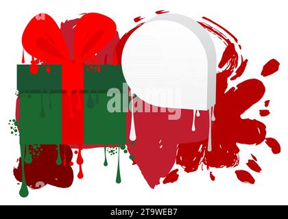 Graffiti Geschenkbox mit Sprechblase. Moderne Weihnachtsbotschaft Schild Street Art Dekoration, Weihnachtsdiskussion Icon im urbanen Stil Stock Vektor