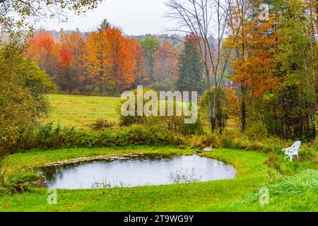 Kleiner Teich in der Herbstlandschaft von Vermont Stockfoto