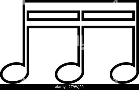 Symbol für Notenzeile, Symbol für Notenschlüssel. Liedbisse. Tonsignale. Signalvektor für die Umrisslinie des Musikschlüssels Stock Vektor