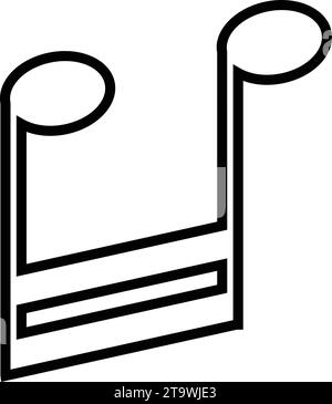 Symbol für Notenzeile, Symbol für Notenschlüssel. Liedbisse. Tonsignale. Signalvektor für die Umrisslinie des Musikschlüssels Stock Vektor