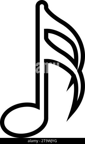 Symbol für Notenzeile, Symbol für Notenschlüssel. Liedbisse. Tonsignale. Signalvektor für die Umrisslinie des Musikschlüssels Stock Vektor