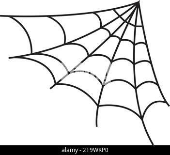 Spinnennetz auf transparentem Hintergrund. Spinnennetz. Gruselige Halloween Spinnennetze mit Spinnen. Vektorgrafik umreißen. Gruselig, Horror Halloween. Hand Stock Vektor