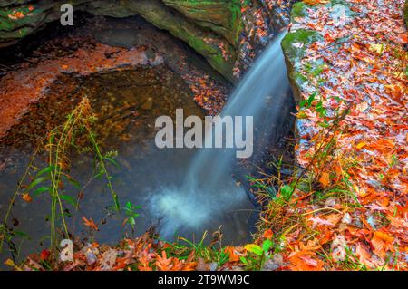 Blick auf die Dundee Falls im Herbst, Beach City Wilderness Area, Ohio Stockfoto