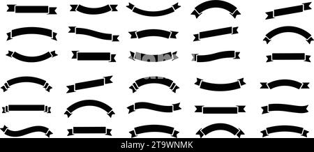 Bannerset für Farbbänder. Einfache schwarze Bänder. Vektor. Vintage Retro Kollektion Stock Vektor